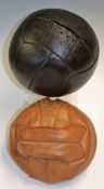 An early well preserved 12 panel football in dark brown leather, also a Thomlinson Temak unused