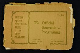 Rare 1904 British Lions v New Zealand Rugby Programme: Played at Athletic Park 13th August 1904 -