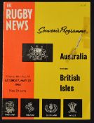 Scarce 1966 British Lions v Australia rugby programme - 1st Test match played on the 28th May in