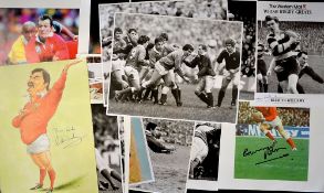 16x various Wales International rugby match press photographs mostly from the 1980s - some signed to