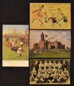 4x early 1900s rugby related postcards - to include Upper Canada College franked and dated Toronto