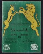 1962 South Africa v Lions rugby programme - first test dated 16/05/1962 at Cape Town with no