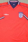 Signed David Beckham 2004 England home football shirt a replica, signed to the front, adult size,