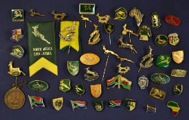 South Africa Rugby Union Pin Badge selection of various enamel pin badges, with various shapes