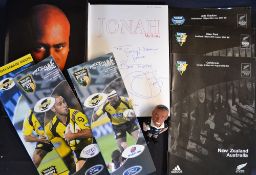 Jonah Lomu New Zealand All Black signed rugby book et al - to incl a signed copy of the