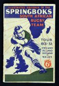 1931/32 South African Springboks  Illustrated Souvenir programme for the tour to England, Ireland