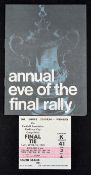 1969 FA Cup Final Eve of the Final Rally programme plus the match ticket. (South Stand, value 40/-