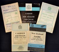 Collection of Cardiff Rugby Club programmes versus Overseas Tourists from 1960 onwards to include