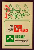 1976 France vs Ireland rugby programme played at Parc Des Princes on 7th February (G)