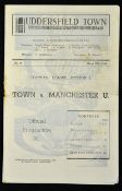 1947/1948 Huddersfield Town v Manchester Utd Division 1 match programme. Slight crease, pencil