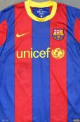 Signed 2010 Lionel Messi Barcelona home football shirt a replica shirts, medium size with the