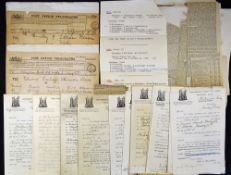 Collection of 1890s Northumberland Rugby Union telegraphs requesting E. Emley to play for