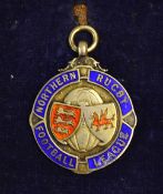 Northern Rugby League Championship silver and enamel medal - hallmarked Birmingham 1950/51 - plain