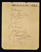 Wolverhampton Wanderers Autographs 1935 on autograph page with 8 signatures in pencil