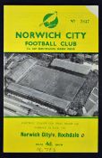 Football programme for Norwich City v Rochdale 1961/1962 Football League Cup Final (2nd leg) at