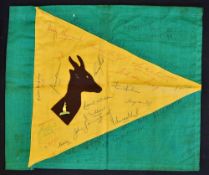Rare 1961 South Africa Springbok v Australia signed rugby touch judges/corner flag - comprising a