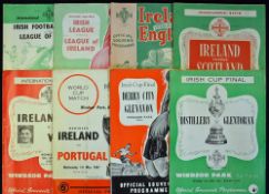 Selection of Irish football programmes to include 1956 Distillery (including Derek Dougan) v