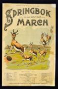 Rare 1906 "Springbok March" South Africa Rugby tour commemorative song sheet - celebrating the