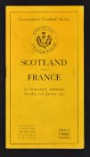 1929 Scotland v France rugby programme - played at Murrayfield 19th of January - this was Scotland's