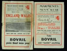 2x early post war 1940s Wales v England rugby programmes - to incl '46 Victory (F/G) and '49 general