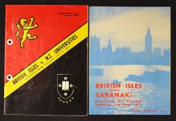 2x 1971 British Lions tour New Zealand rugby programmes - v Taranaki played on the 3rd July Lions