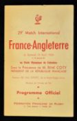 1954 France v England rugby programme played at the Olympic Stadium Colombes on Saturday 10th