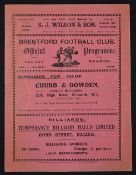 1934/1935 Brentford v Manchester Utd football programme Division 2 match at Griffin Park. The Bees