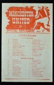 1952/1953 Manchester Utd Reserves v Blackburn Rovers Reserves Central League match dated 20 December