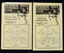 Scarce 1957 Rotherham Utd v Sheffield Utd: 6 May 1957 County Cup Final plus Rotherham Utd v