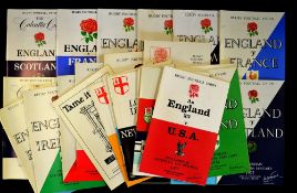 Collection of England international rugby programmes from the 1970s early 1980s comprising a