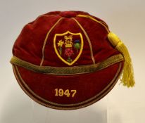 1947 British Isles Rugby League Cap -presented to Albert Johnson for the New Zealand Tour to UK