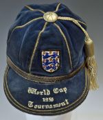 1950 World Cup England Cap awarded to Bert Williams for the finals in Brazil. The cap comes complete