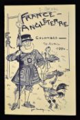 1954 France v England rugby dinner menu - held in Colombes 10 April - cartoon covers by the well-