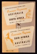 1961 South Africa v Australia rugby programme - for the 2nd test match played at Pretoria on 12th