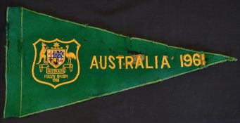 1961 Official Australia Rugby Union embroidered green and gold touch judge flag - suffering from