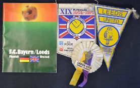 1975 European Cup Final football programme Bayern Munich v Leeds Utd in Paris, also a Leeds Utd