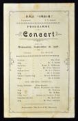 Rare 1908 Australian Wallabies rugby tour concert programme - held on board the ship RMS Omrah
