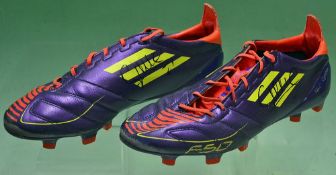 Pair of David Silva signed Adidas F50 football boots worn whilst playing for Spain nicknamed the '