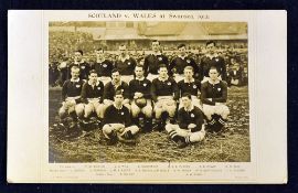 Scarce 1912 Scotland (vs Wales) rugby team photograph postcards - played at Swansea complete with