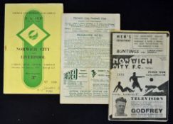 Football programmes Norwich City v Ipswich Town 1948/1949, Norwich City v Portsmouth 1949/1950 (FA