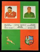 1974 British Lions v South Africa rugby programme - 2nd Test played at Pretoria on  22nd June with