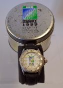 1999 Official Rugby World Cup corporate hospitality wrist watch - c/w original leather strap and