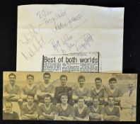 Manchester Utd player autographs of the 1958 immediate post Munich team all signed to a team line-up