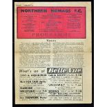 Scarce football programme 1957/58 Northern Nomads v Manchester Utd at Belle Vue Stadium,