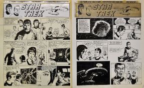 Original Comic Artwork Two pages of Star Trek original pen and ink comic strip artwork by John