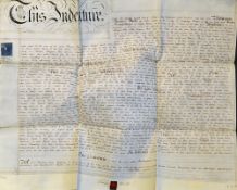 1852 Mortgage Indenture Cambridgeshire on vellum between Thomas Wells and James Humphreys for