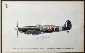 WWII Signed Douglas Bader RAF colour prints to include Supermarine 'Spitfire Vb' of No.92 Squadron