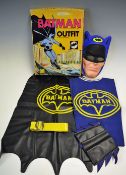 Berwick Batman 1966 Child's Play Suit made from cloth and plastic having Cape, Shirt, Hat/mask and