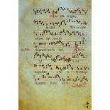 Antiphonic circa 1400-1480 large impressive sheet of Choral music with two finely detailed Initial