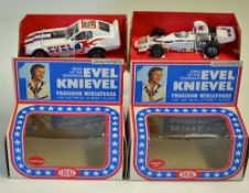 Ideal Toy Corp a pair of "Evel Knievel" (1) Funny Car and (2) Formula 5000 Racing Car - both are